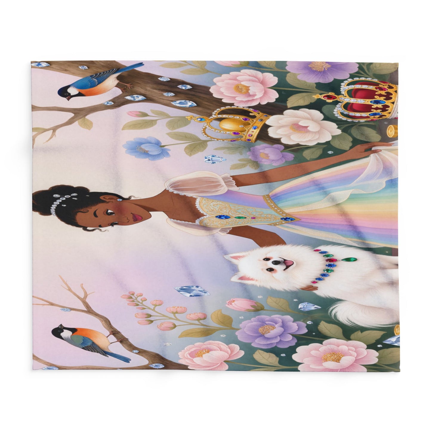 Princess & Pomeranian Fleece Blanket Cozy Throw