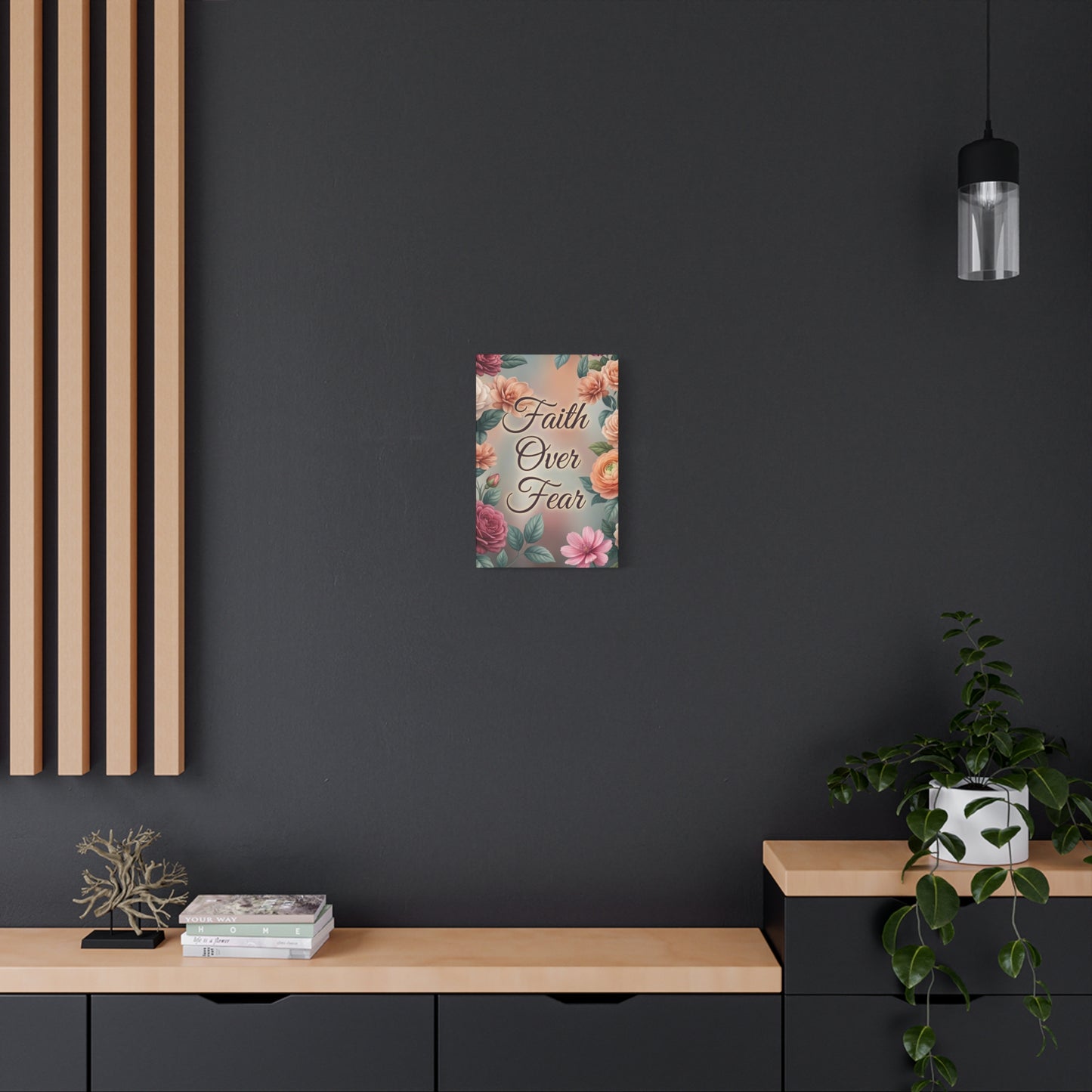 Faith Over Fear Floral Canvas Wall Art