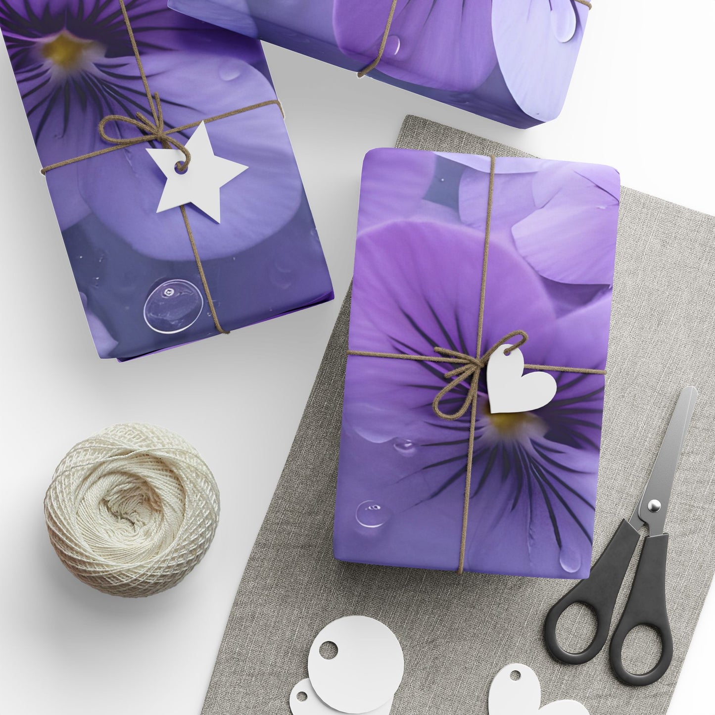 Floral Violet Pansy Wrapping Paper Roll — Purple Pansy Gift Wrap for Mother’s Day & Birthdays