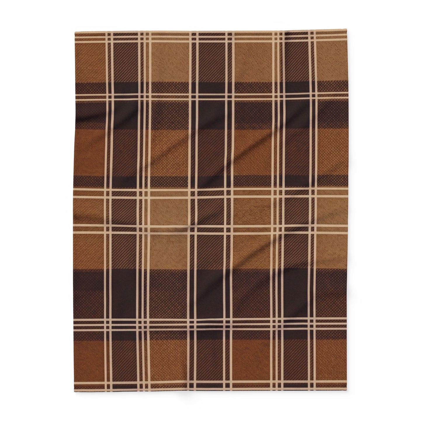 Brown Plaid Fleece Blanket – Cozy Rustic Throw for Cabin, Living Room, Gift