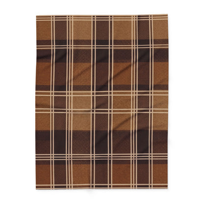 Brown Plaid Fleece Blanket – Cozy Rustic Throw for Cabin, Living Room, Gift