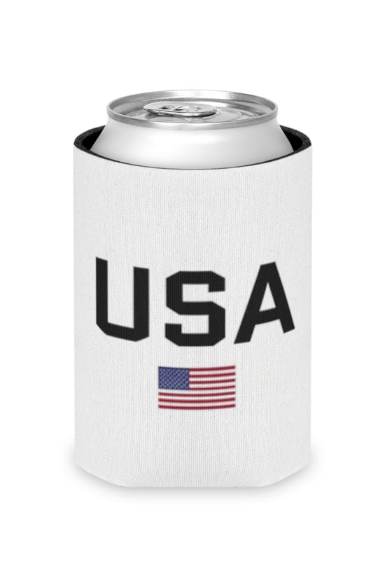 Patriotic USA Flag Can Cooler in White