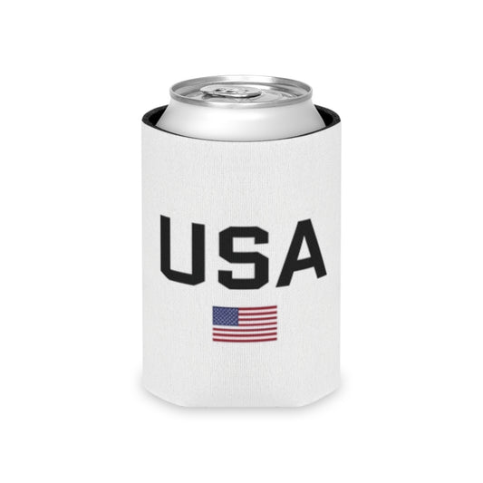 Patriotic USA Flag Can Cooler in White