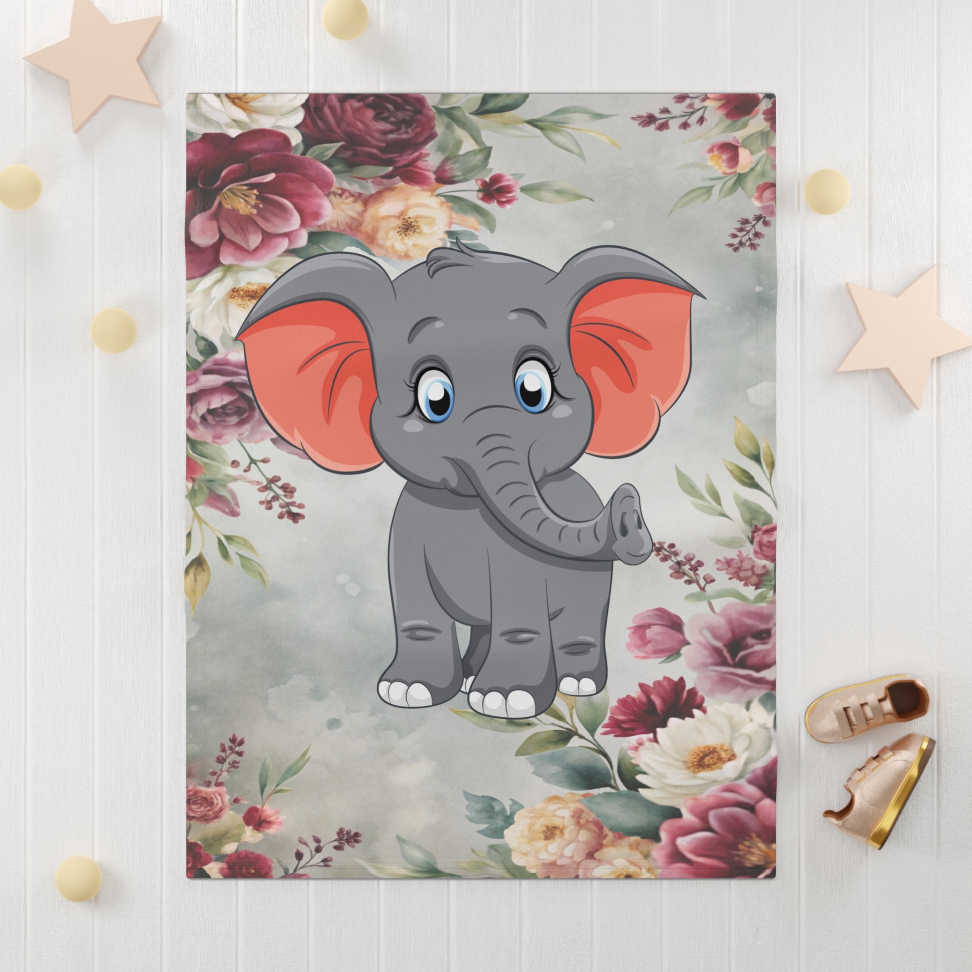 Cute Elephant Baby Blanket by Grace Canvas Shop