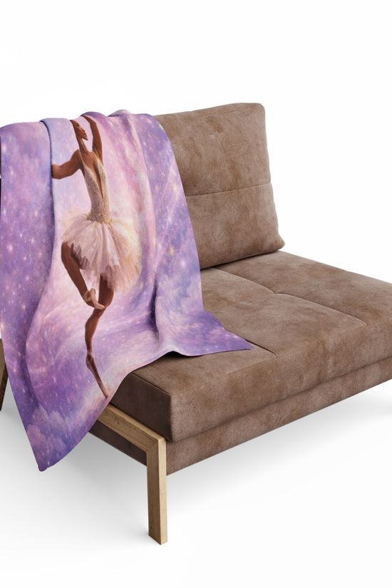 Ballet Dream Fleece Blanket — Ethereal Ballerina in Pink Galaxy by Grace Canvas Shop