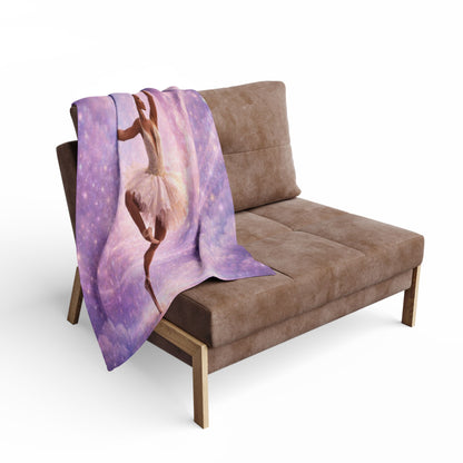 Ballet Dream Fleece Blanket — Ethereal Ballerina in Pink Galaxy