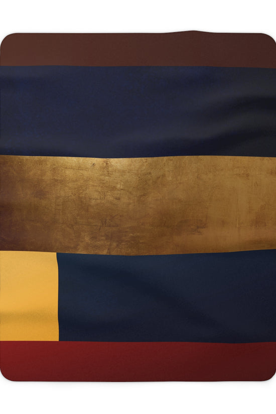Colorblock Sherpa Blanket – Navy, Gold & Burgundy Cozy Throw by Grace Canvas Shop