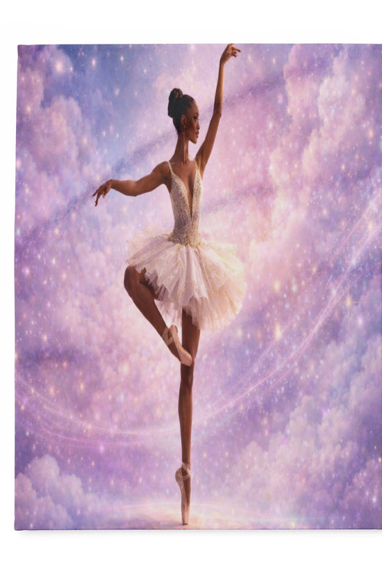 Ballet Dream Fleece Blanket — Ethereal Ballerina in Pink Galaxy by Grace Canvas Shop
