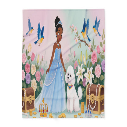 Princess & Poodle Fleece Blanket — Fairy Tale Floral Kids Throw by Grace Canvas Shop