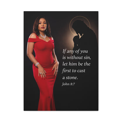Religious Wall Art Canvas John 8:7 Scripture Print by Grace Canvas Shop