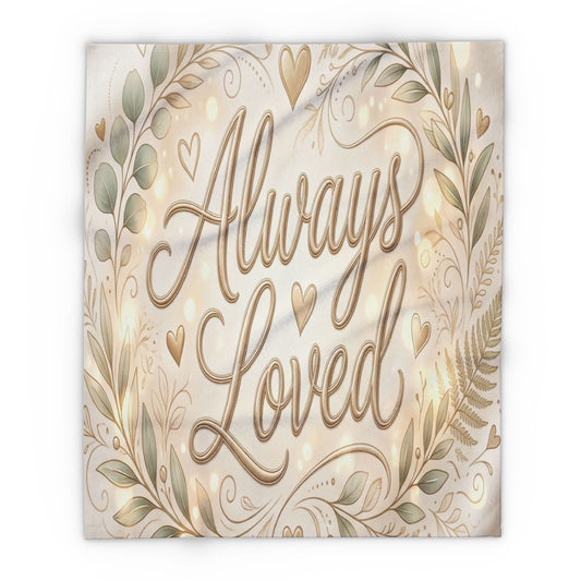Always Loved Fleece Blanket with Floral Wreath Design