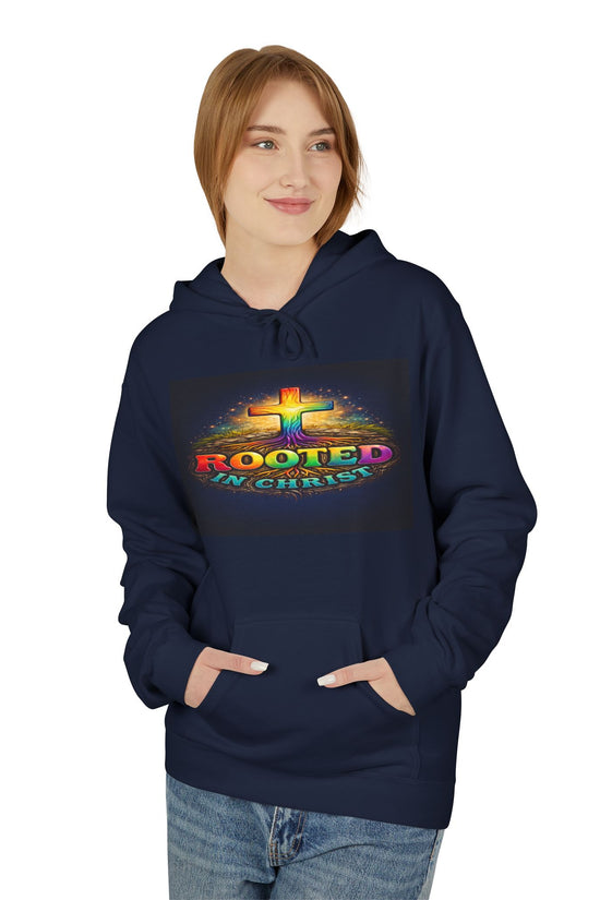 Rooted in Christ Hoodie —Unisex Christian Cross Faith Sweatshirt by Grace Canvas.shop