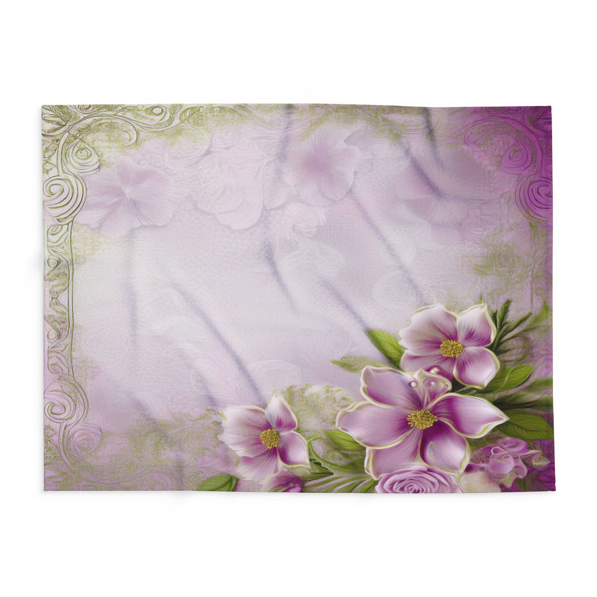 Floral Pink Vintage Fleece Blanket