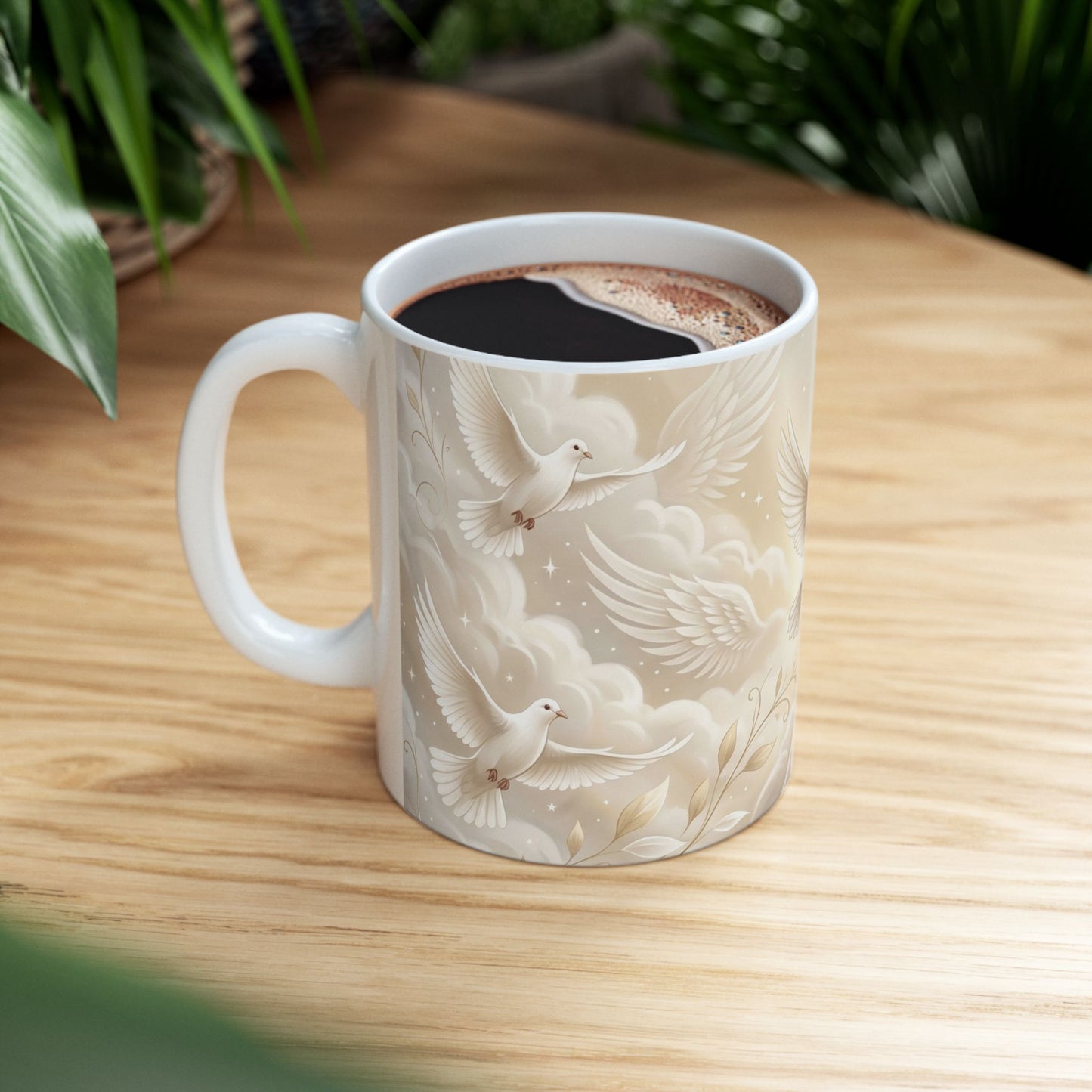 Doves White Ceramic Coffee Mug  (11oz & 15oz)