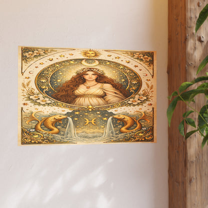 Celestial Pisces Zodiac Art Poster