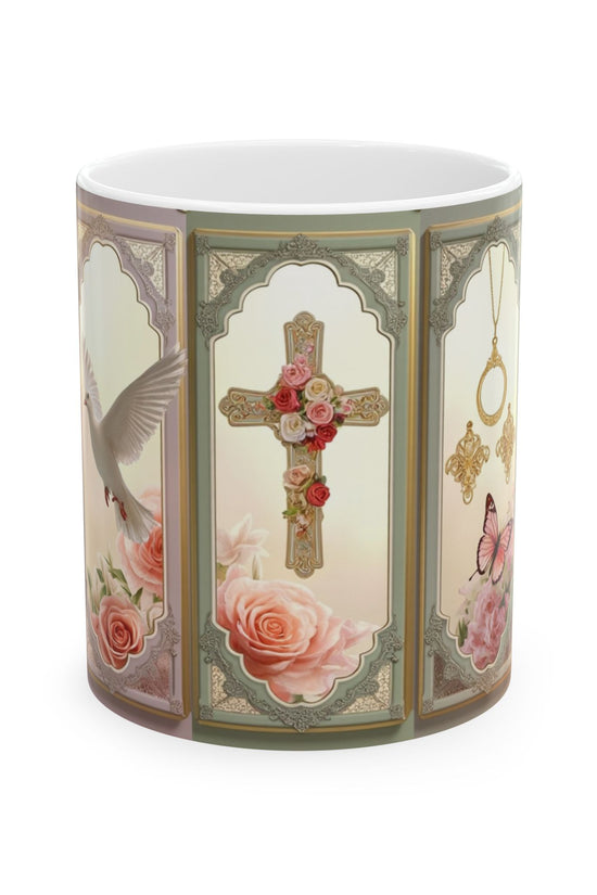 Church Windows Floral Cross Ceramic Mug by Grace Canvas.shop