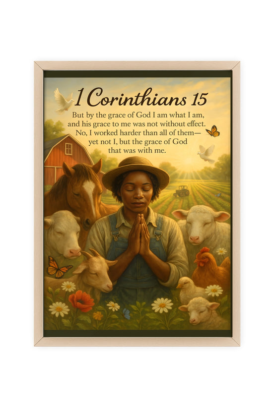 1 Corinthians 15 Prayer Farm Poster — Framed Inspirational Bible Verse Wall Art