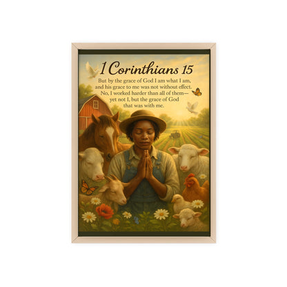 1 Corinthians 15 Prayer Farm Poster — Framed Inspirational Bible Verse Wall Art