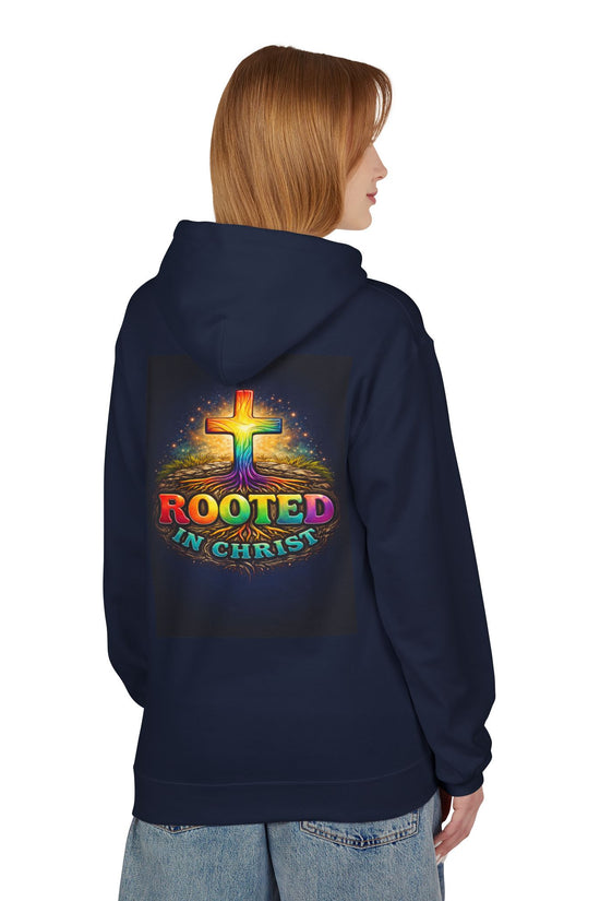 Rooted in Christ Hoodie —Unisex Christian Cross Faith Sweatshirt by Grace Canvas.shop