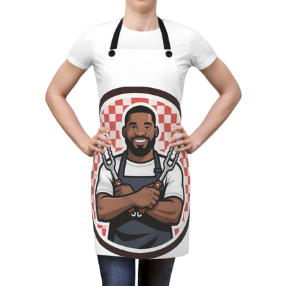 Barbecue Chef Apron — Smiling Grillmaster with Tongs