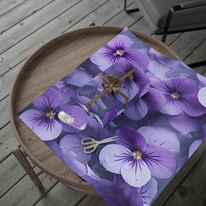 Floral Violet Pansy Wrapping Paper Roll — Purple Pansy Gift Wrap for Mother’s Day & Birthdays