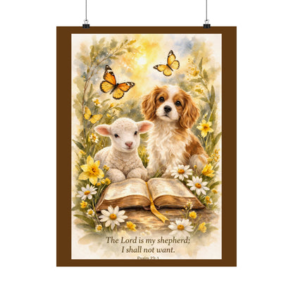 Lamb and Dog Psalm 23:1 Poster