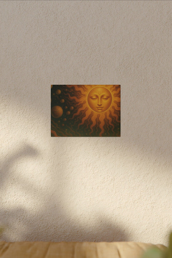 Golden Sun Face Canvas Art — Mystical Solar Wall Decor by Grace Canvas Shop