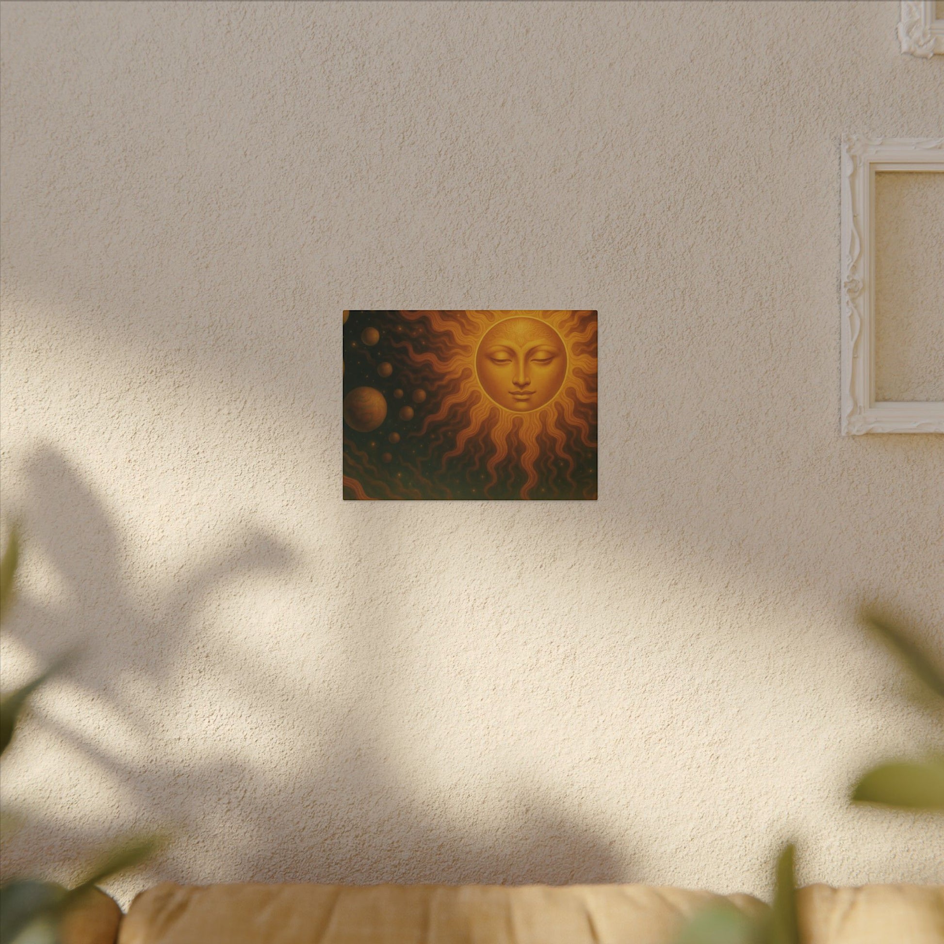 Golden Sun Face Canvas Art — Mystical Solar Wall Decor by Grace Canvas Shop