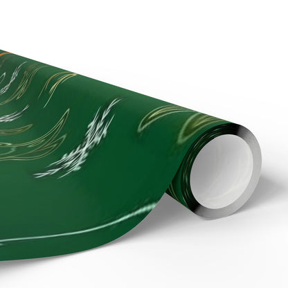 Christmas Green & Gold Wrapping Paper Roll — Elegant Holiday Gift Wrap with "Merry Christmas"