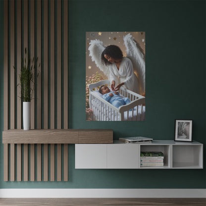 Angel Nursery Satin Poster 2 — Guardian Angel Crib Wall Art (300gsm) by Grace Canvas Shop