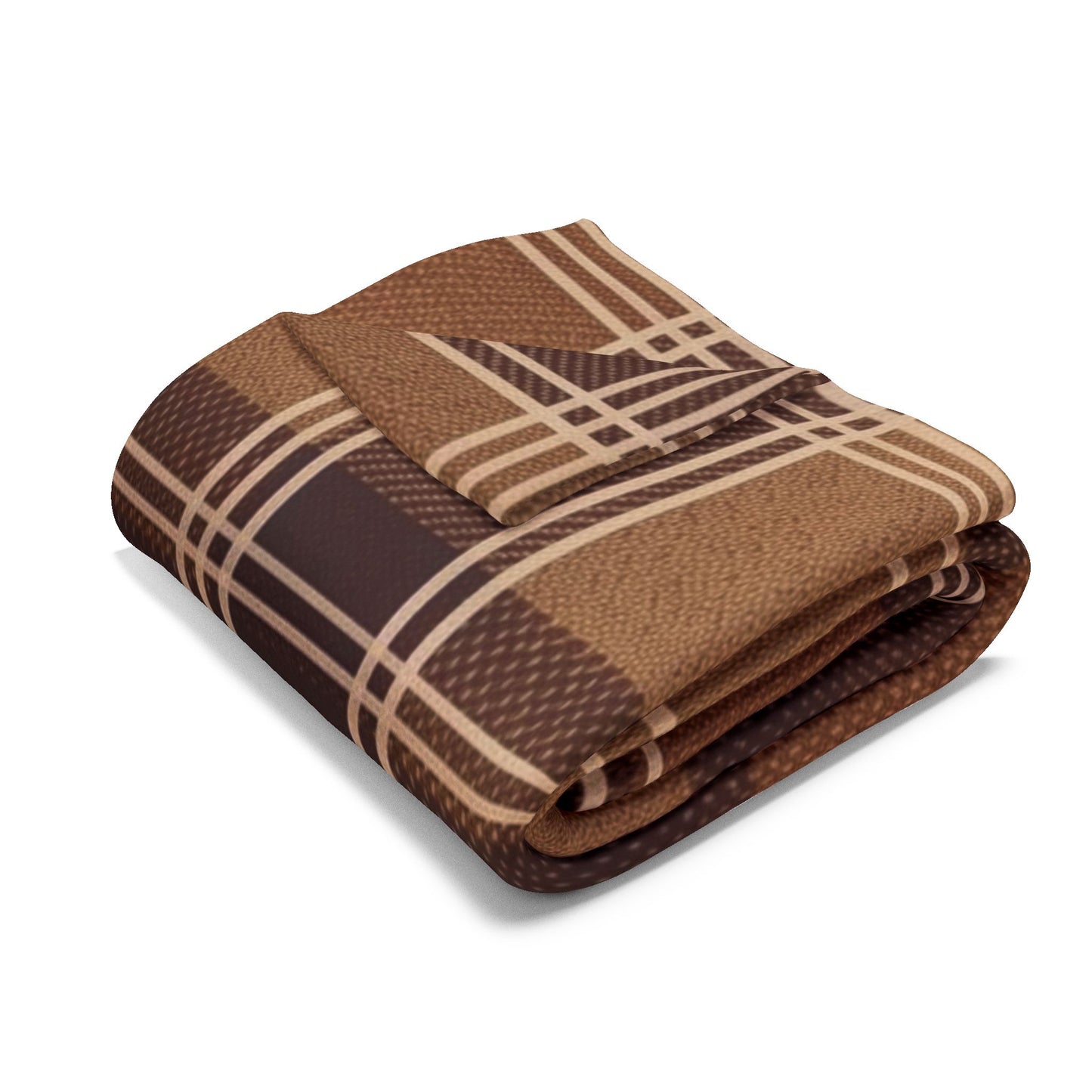 Brown Plaid Fleece Blanket – Cozy Rustic Throw for Cabin, Living Room, Gift