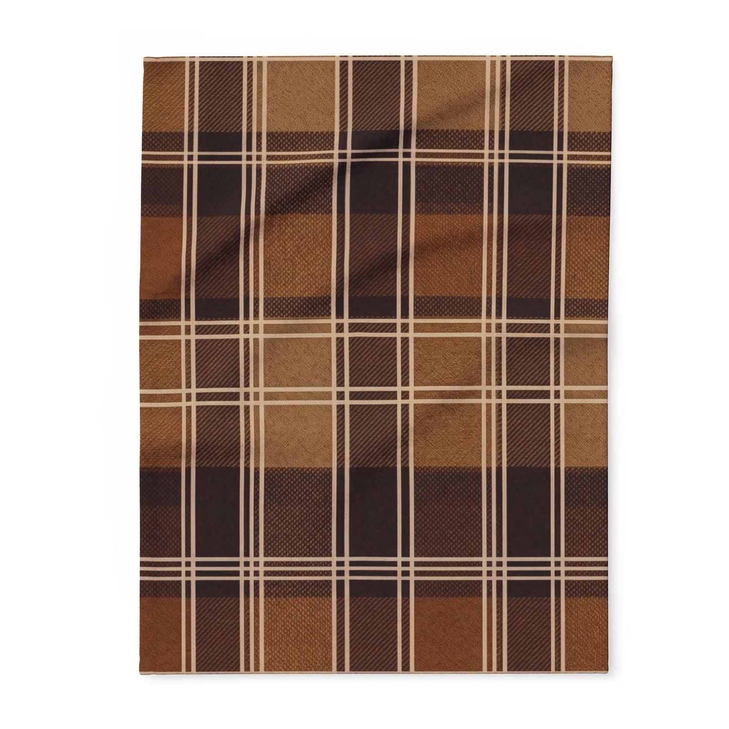 Brown Plaid Fleece Blanket – Cozy Rustic Throw for Cabin, Living Room, Gift