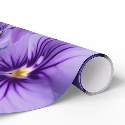 Floral Violet Pansy Wrapping Paper Roll — Purple Pansy Gift Wrap for Mother’s Day & Birthdays