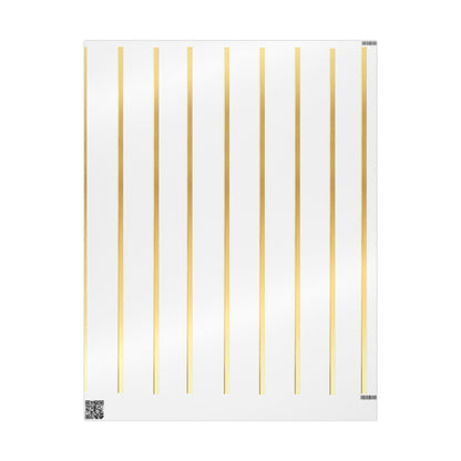 Gold Stripe Wrapping Paper Roll — Elegant White & Metallic Gift Wrap for Weddings, Holidays, and Special Occasions
