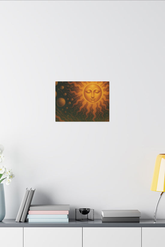Golden Sun Face Canvas Art — Mystical Solar Wall Decor by Grace Canvas Shop