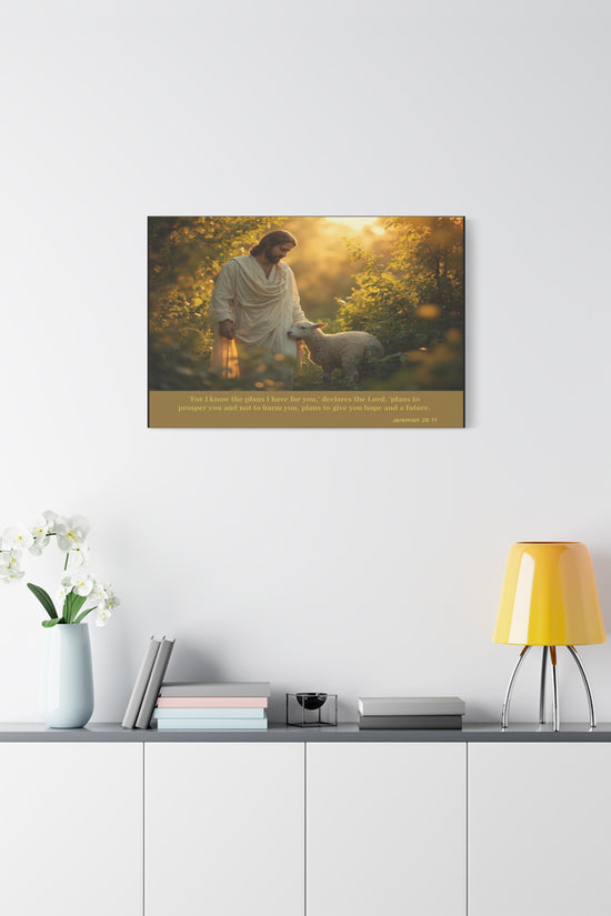 Jesus and the Lamb Jeremiah 29:11 Matte Canvas Print by Grace Canvas
