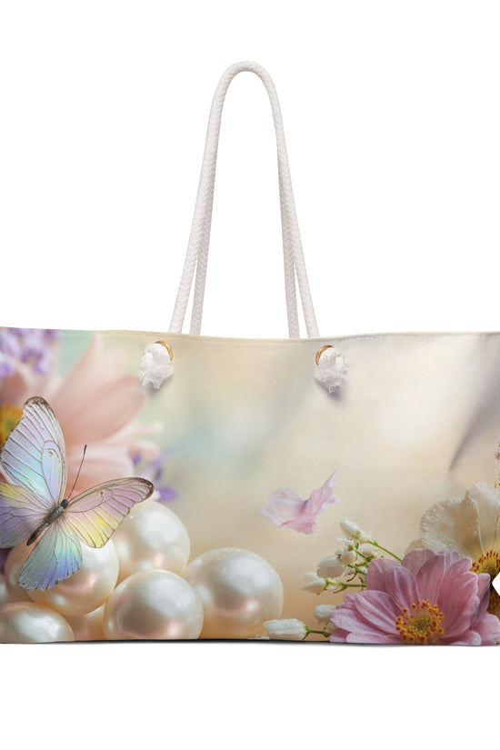 Butterfly Pearl Weekender Bag — Floral Travel Tote by Grace Canvas Shop