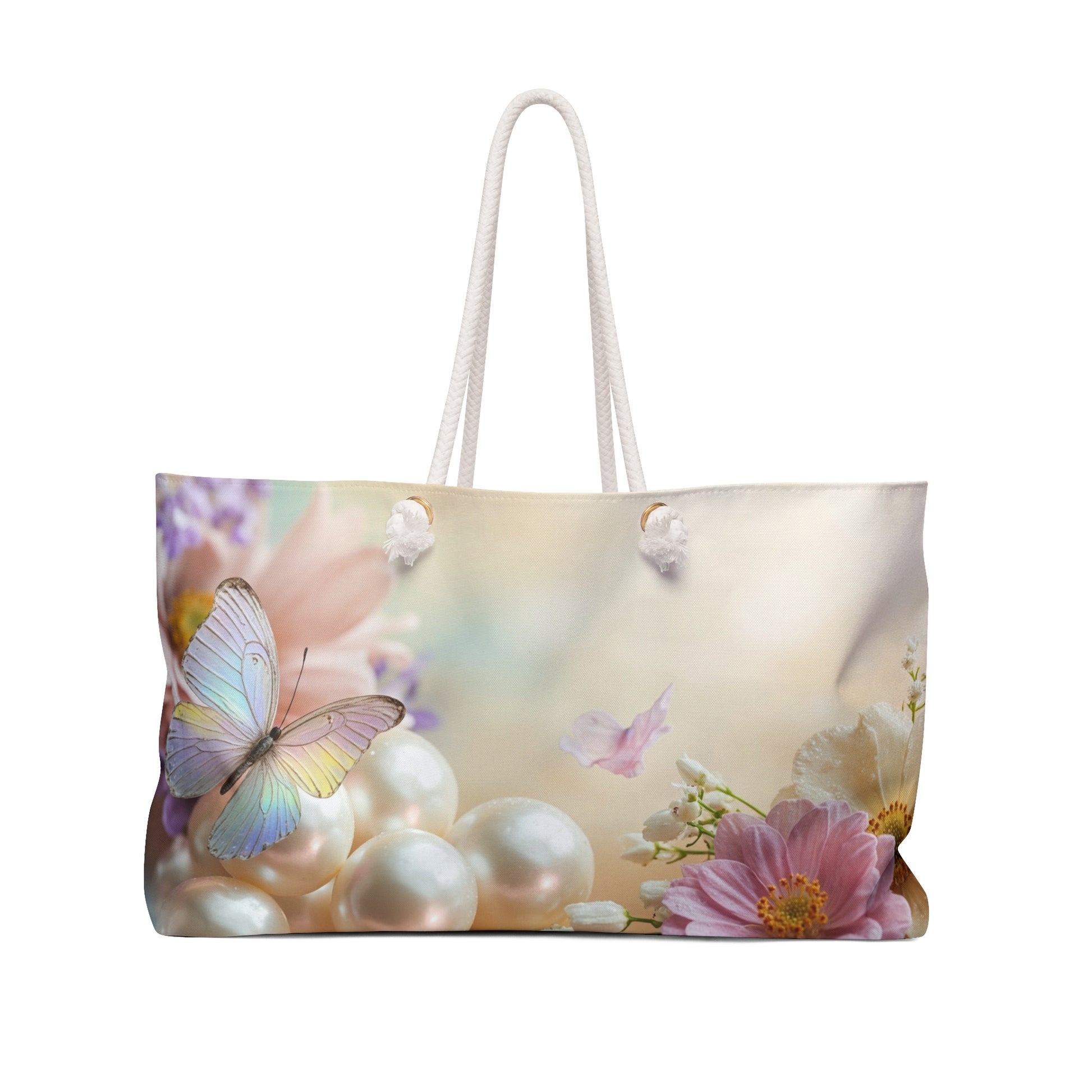 Butterfly Pearl Weekender Bag — Floral Travel Tote by Grace Canvas Shop