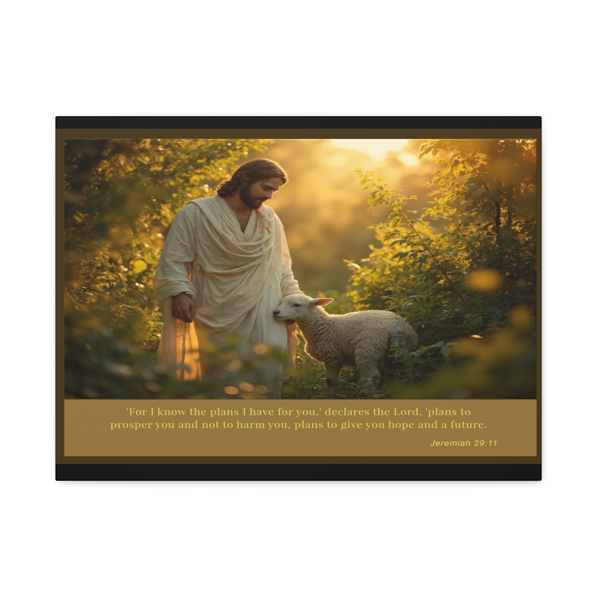 Jesus and the Lamb Jeremiah 29:11 Matte Canvas Print by Grace Canvas