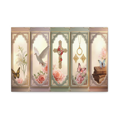 Church Windows Religious Floral Panel Canvas by Grace Canvas Shop