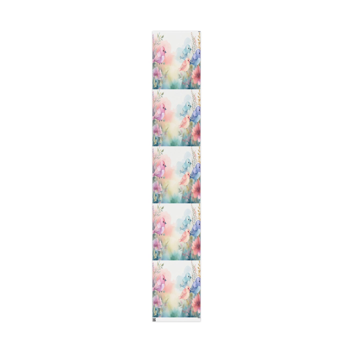 Pastel Bird Floral Wrapping Paper — Watercolor Birds Gift Wrap for Baby Showers & Spring Occasions