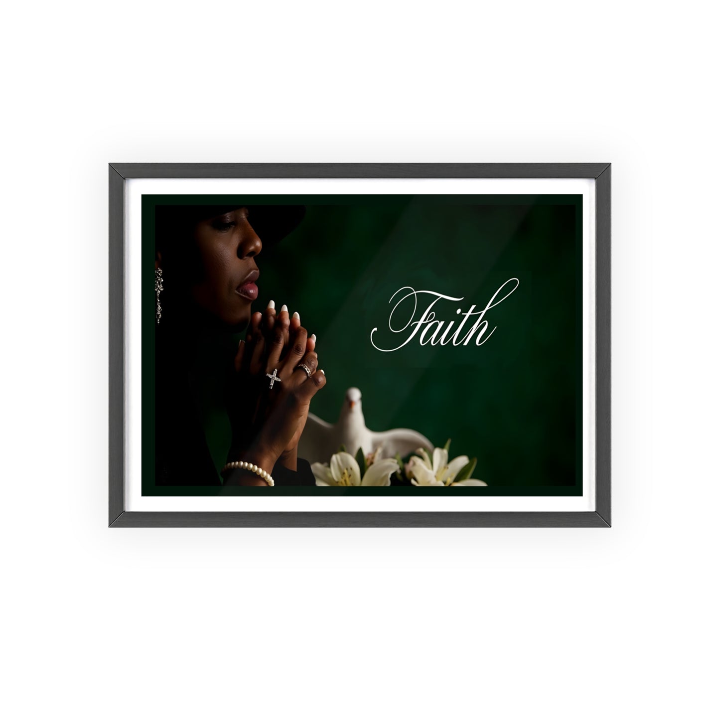 Faith Prayer Wall Poster with Wooden Frame — Inspirational Religious Home Decor