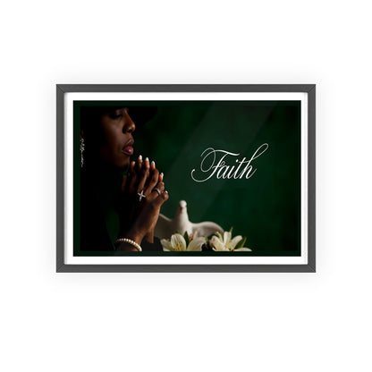 Faith Prayer Wall Poster with Wooden Frame — Inspirational Religious Home Decor