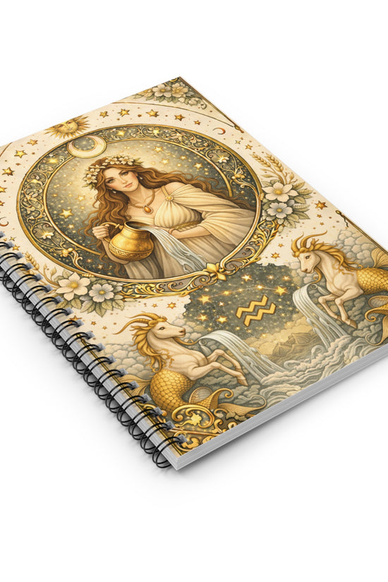 Celestial Aquarius Zodiac Spiral Notebook (Ruled) by Grace Canvas Shop