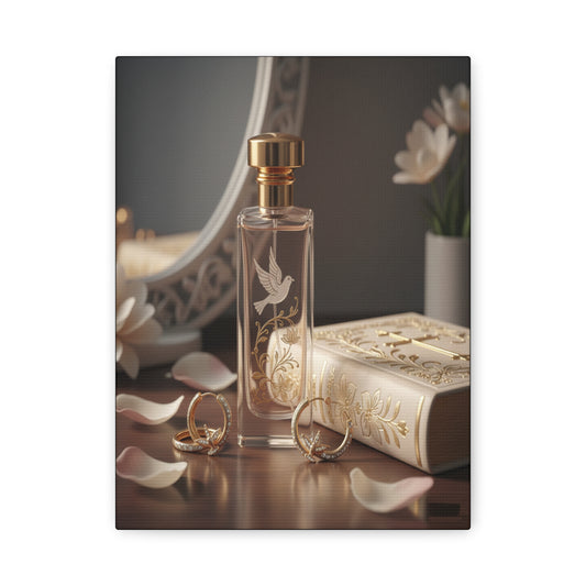Vanity Perfume Bottle Canvas - Romantic Still Life Matte Wall Art by Grace Canvas Shop