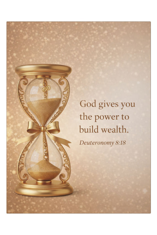 Inspirational Hourglass Deuteronomy 8:18 Art Print by Grace Canvas Shop
