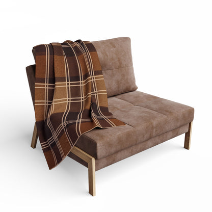 Brown Plaid Fleece Blanket – Cozy Rustic Throw for Cabin, Living Room, Gift