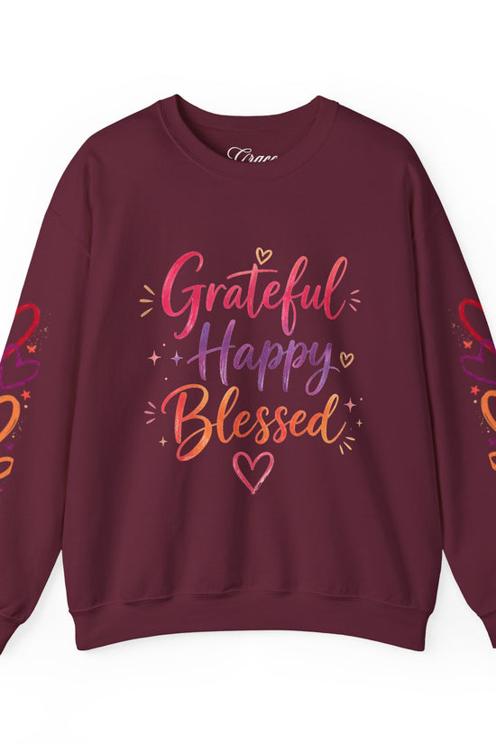 Grateful Happy Blessed Crewneck Sweatshirt