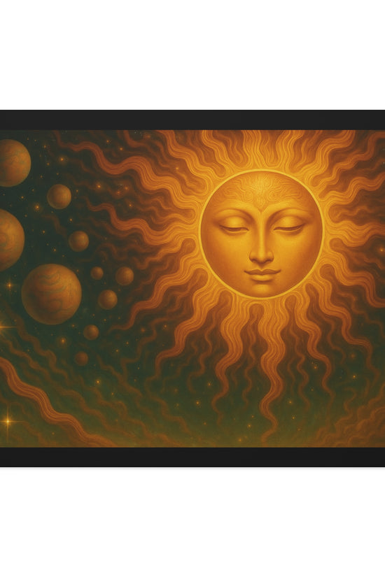 Mystical Sun Wall Canvas - Golden Celestial Art Stretched Canvas by Grace Canvas.shop