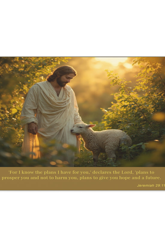 Jesus and the Lamb Jeremiah 29:11 Matte Canvas Print by Grace Canvas